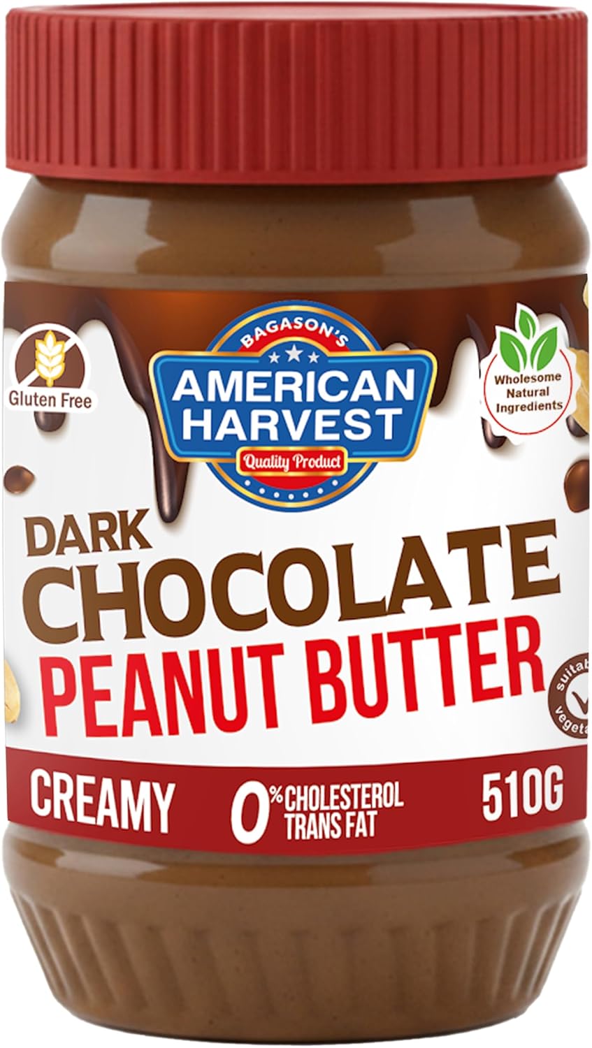 American Harvest Dark Chocolate Creamy Peanut Butter, 510g