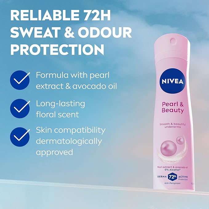 Nivea Pearl & Beauty Pearl Extracts Antiperspirant Deodorant Spray for Women, 150ml
