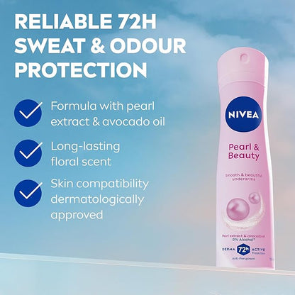 Nivea Pearl & Beauty Pearl Extracts Antiperspirant Deodorant Spray for Women, 150ml
