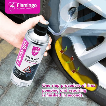 FLAMINGO TIRE SEALANT & INFLATOR, TIRE CAR, TIRE REPAIR, F015, 450ML