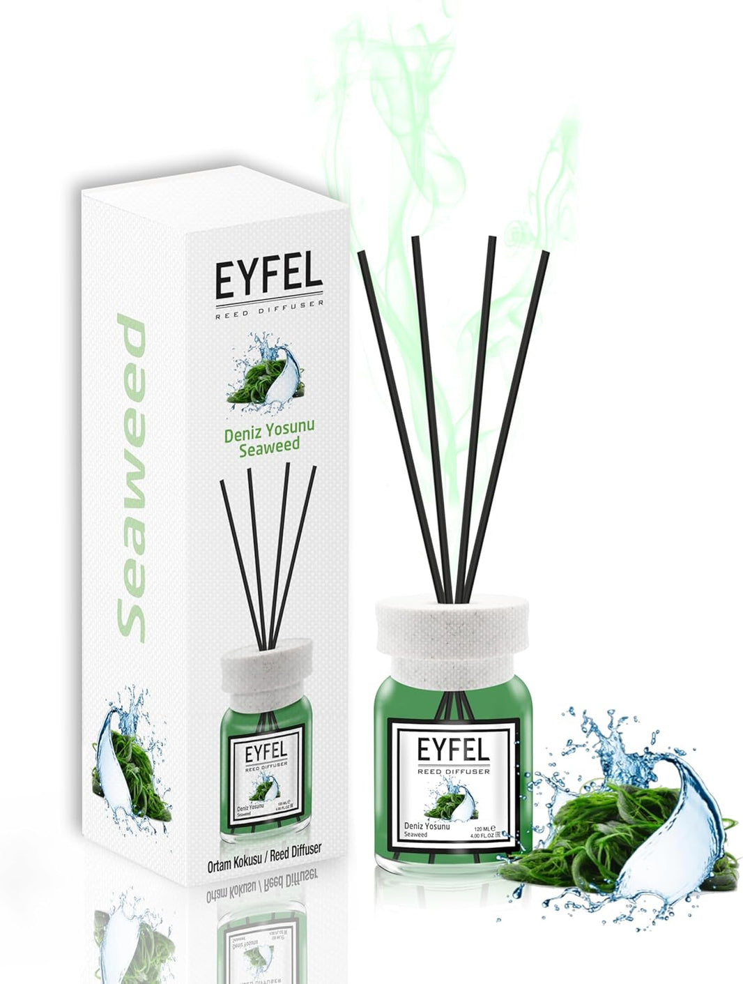 EYFEL Reed Diffusers for Home – Seaweed Reed Diffuser Set 4.05 fl oz Oil Diffuser Sticks, Bathroom Diffuser, Home Fragrances, Scented Sticks, Home Décor
