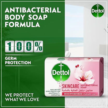 Dettol Skincare Rose & Sakura Blossom Antibacterial Soap Bar, 4x165g