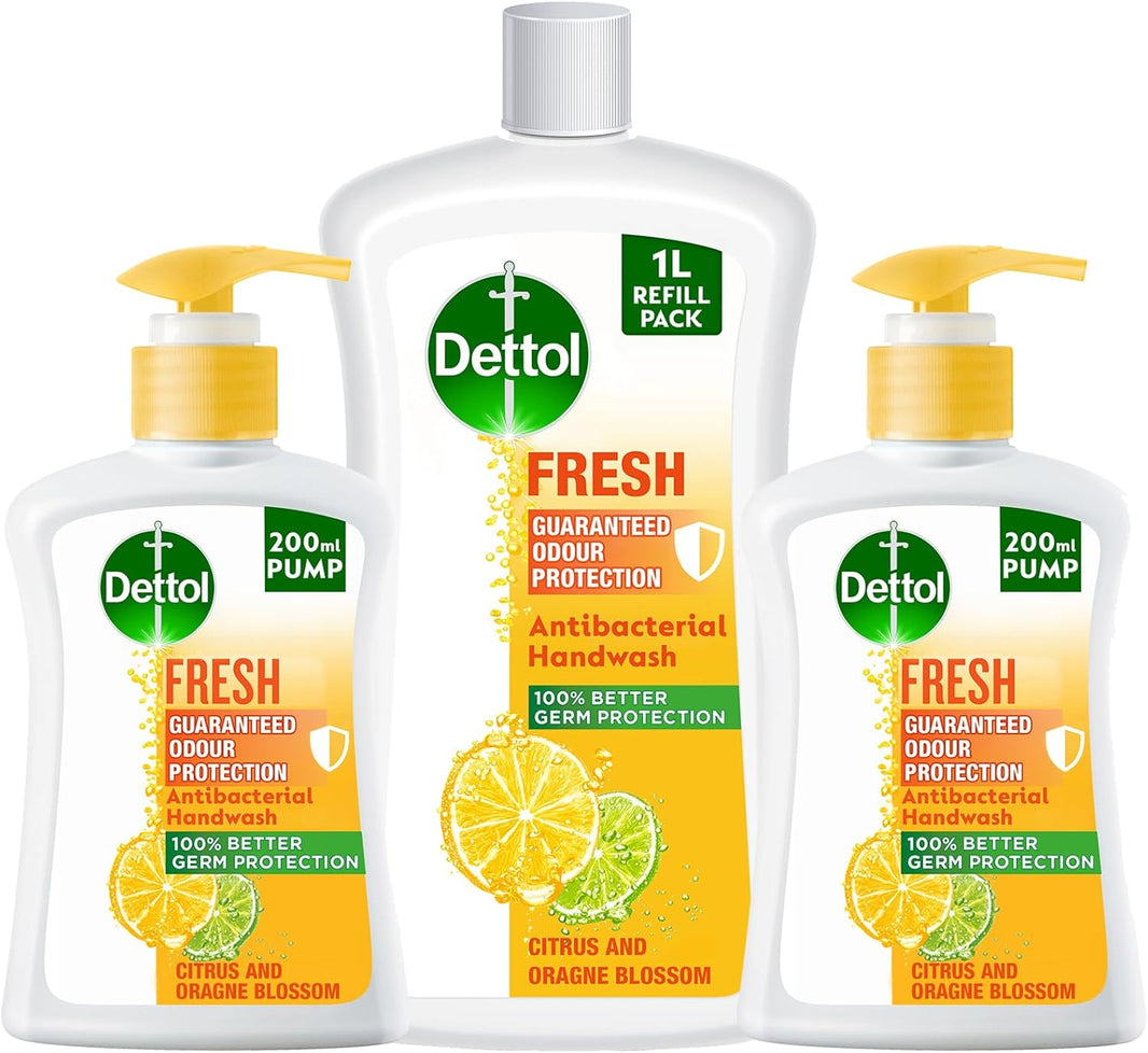 Dettol Citrus & Orange Blossom Antibacterial Handwash Pump, 2x200ml