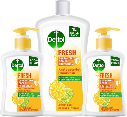Dettol Citrus & Orange Blossom Antibacterial Handwash Pump, 2x200ml