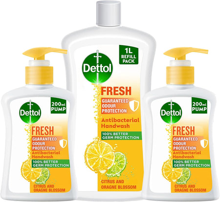 Dettol Citrus & Orange Blossom Antibacterial Handwash Pump, 2x200ml