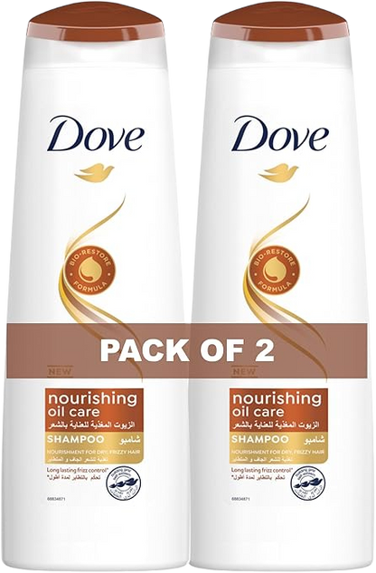 Dove Shampoo For Frizzy And Dry Hair, Nourishing Oil Care, 2x350ml