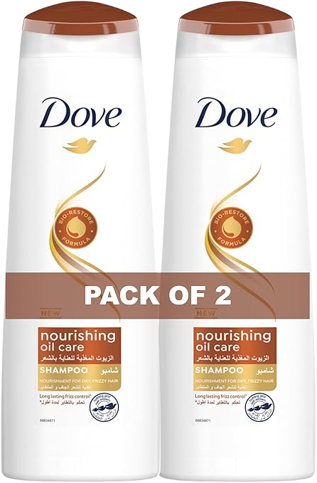 Dove Shampoo For Frizzy And Dry Hair, Nourishing Oil Care, 2x350ml