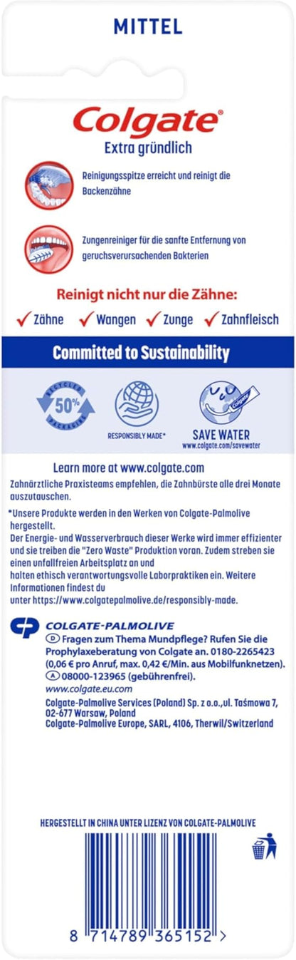 Colgate Extra Clean Medium Toothbrush, 3 Pack