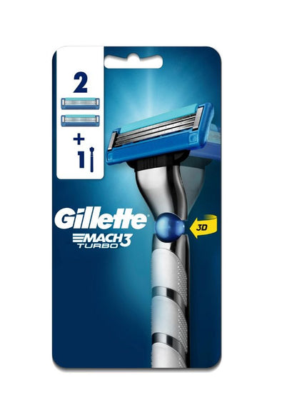 Gillette Mach3 Turbo 3D Razor Handle + 2 Blades