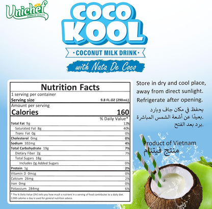 Unichef Coco Kool Melon Coconut Milk Drink With Ndc, 290ml