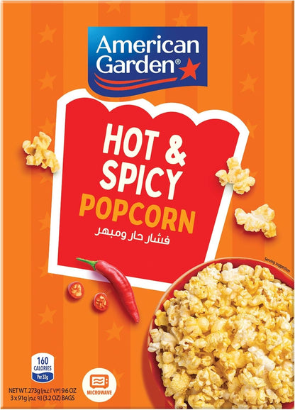 American Garden Microwave Hot N Spicy Popcorn, 273g