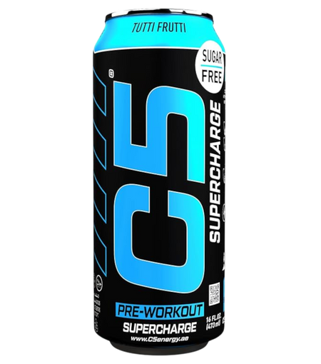 C5 Supercharge Pre-Workout Drink Tutti Frutti Flavor, 473ml