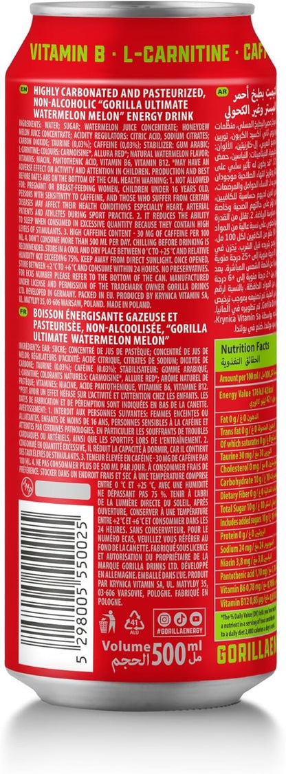Gorilla Ultimate Watermelon Melon Energy Drink, 500ml