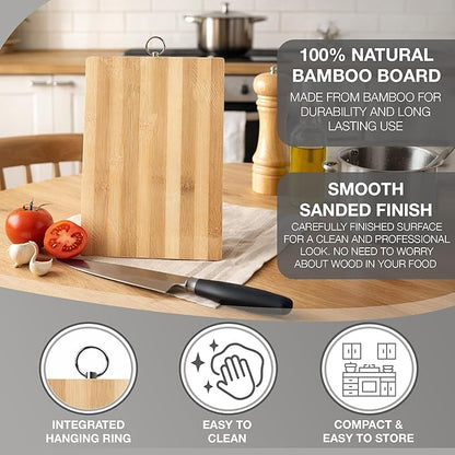 Golden Bamboo Chopping Board - 50cm x 35cm, Made from Strong and Durable Bamboo, Wooden Cutting Board for Kitchens, Meat, Vegetables and Bread, Serving Tray, Kitchen Utensil Accessory