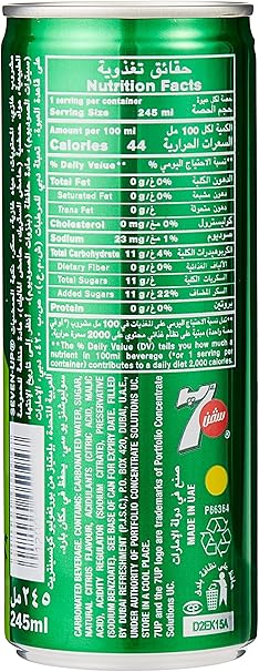 7UP Soft Drink Can, 6x245ml