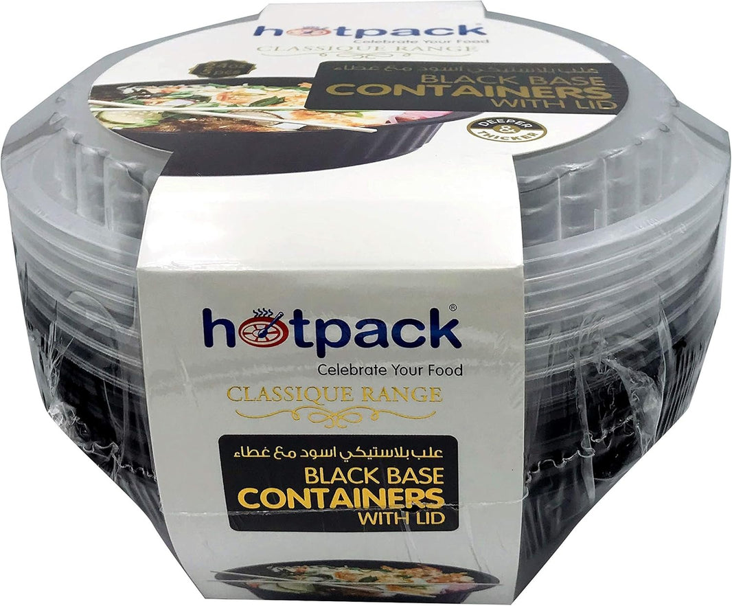 Fijipack Black RO24 Microwavable Containers with Lids, 5 Pieces