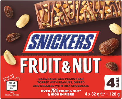 Snickers Triple Treat Fruit Nut & Chocolate  4X32G