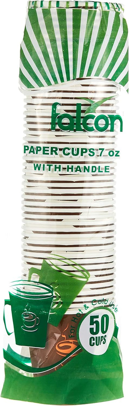 Falcon Paper Cup with Handle, 7oz (1 Pack x 50 Pieces)