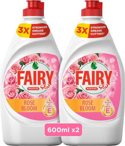 Fairy Rose Bloom Dishwashing Liquid, 2x600ml