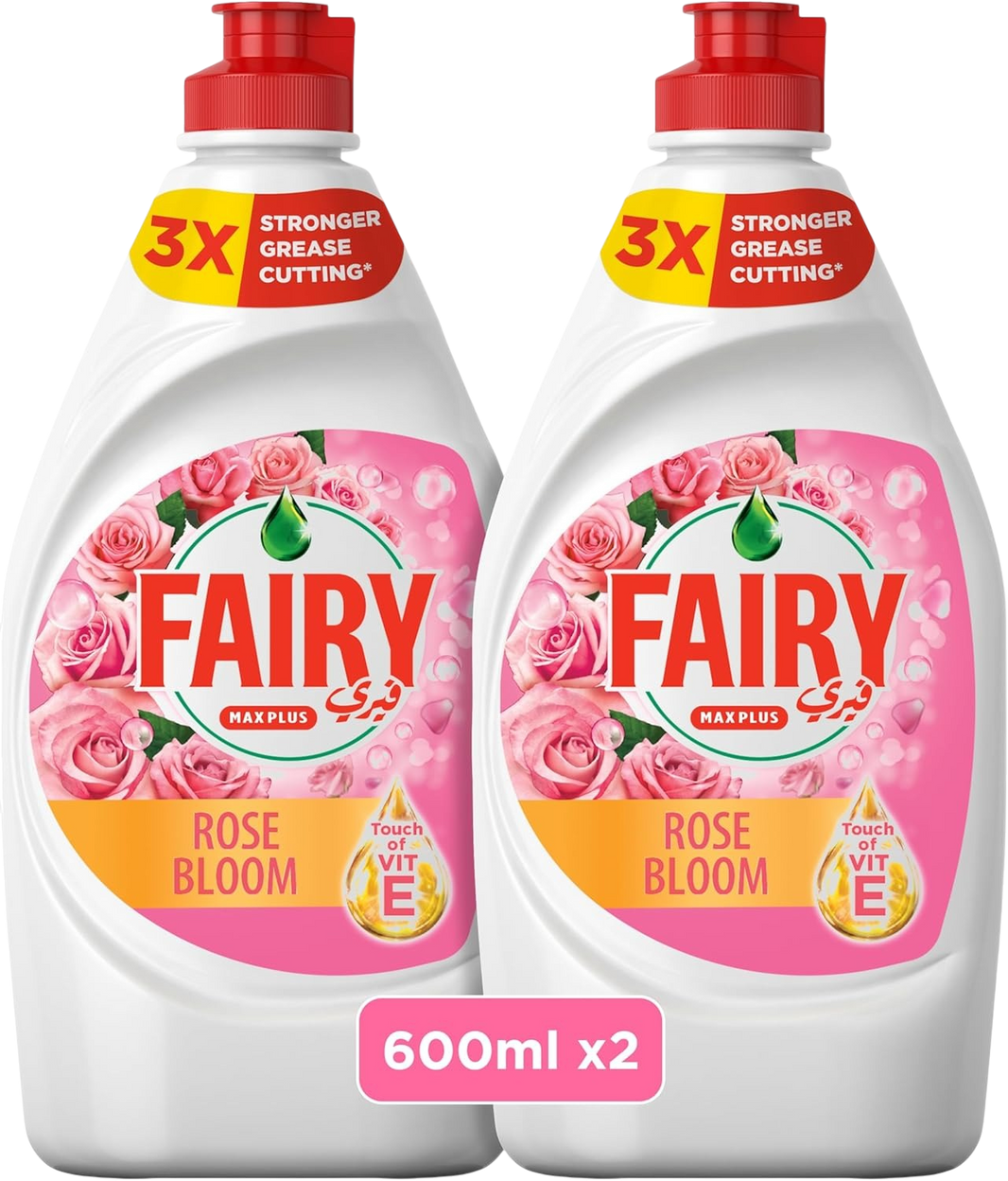 Fairy Rose Bloom Dishwashing Liquid, 2x600ml