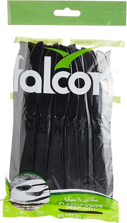 Falcon Black Plastic Knife, 1 Pack x 50 Pieces