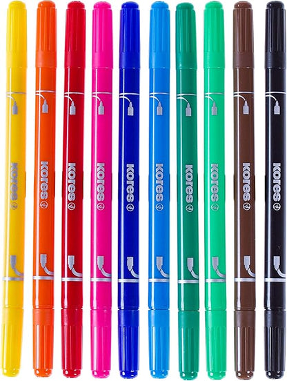 Kores 2 In 1 Felt Tip Pens, 10 Pieces