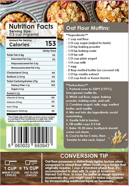 American Harvest Oat Flour Gluten Free, 500g