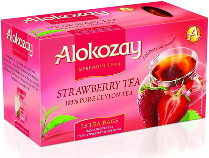 Alokozay Strawberry Flavored Tea Bags, 25 Pieces