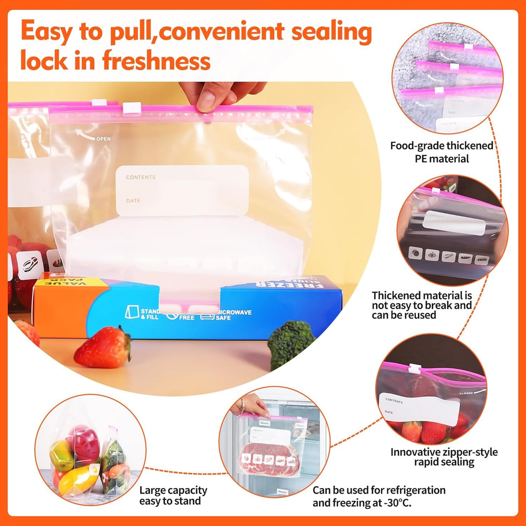 Fiji Pack Sandwich Zipper Bags, 60 Bags