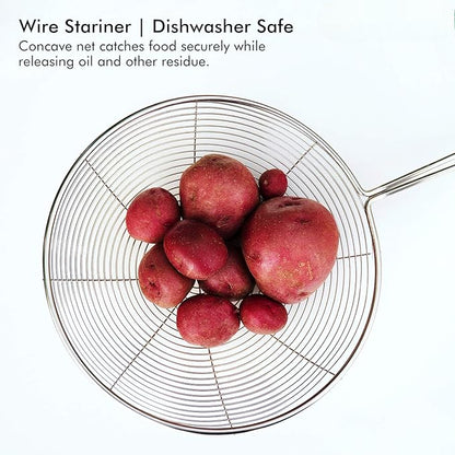 Spider Stainer Steel Wire Skimmer Spoon with Handle for Kitchen Frying Food, Pasta, Spaghetti, Noodle, Fries – Hot Pot Net Drainer/Strainer Ladle Strimmer – 16cm
