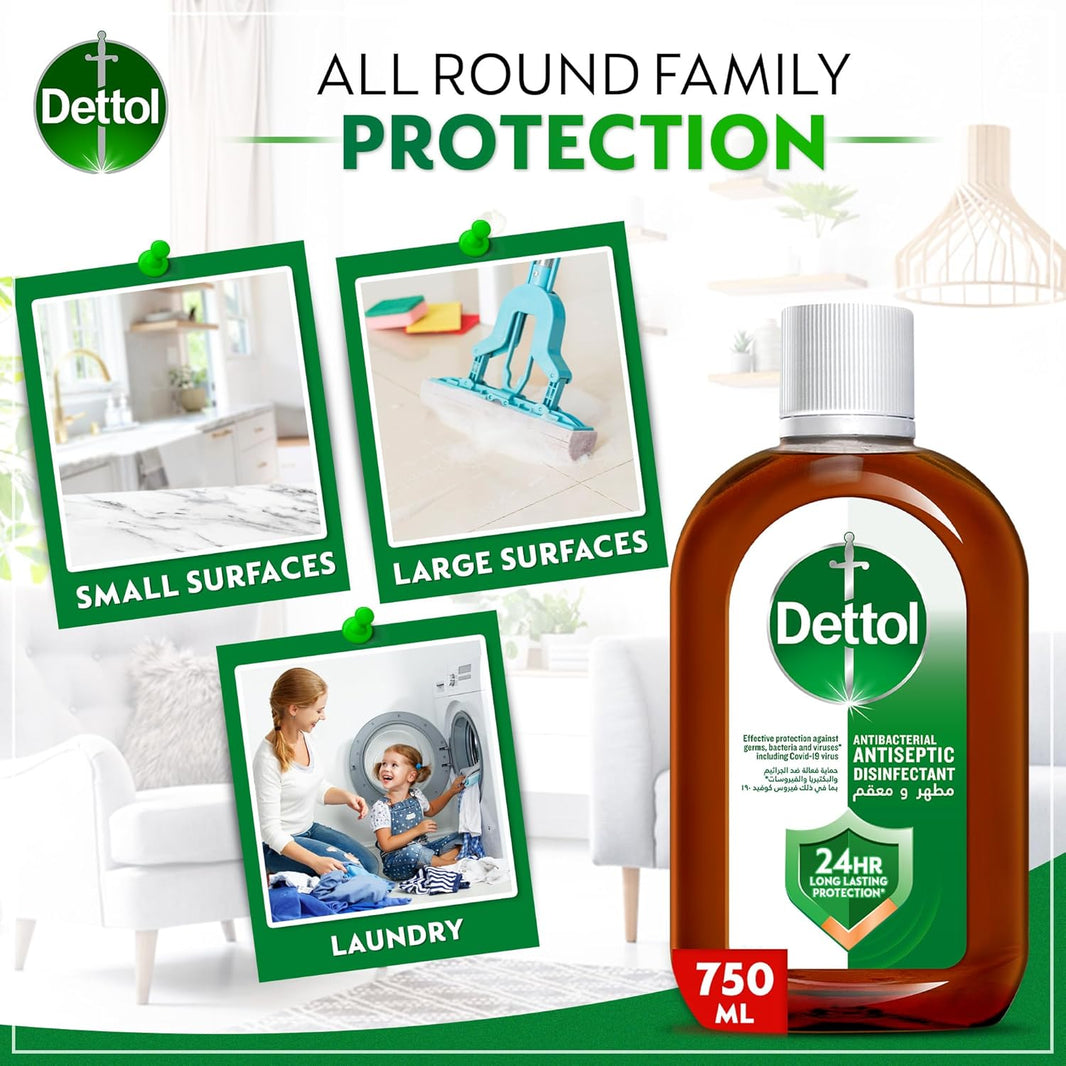 Dettol Antibacterial Antiseptic Disinfectant Liquid, 2x750ml+ Free 500ml