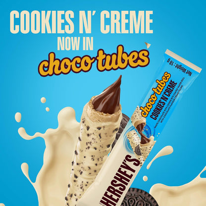 Hershey's Choco Tubes Cookies N Creme Wafer Roll with White Chocolate & Cookie Bits, 18g