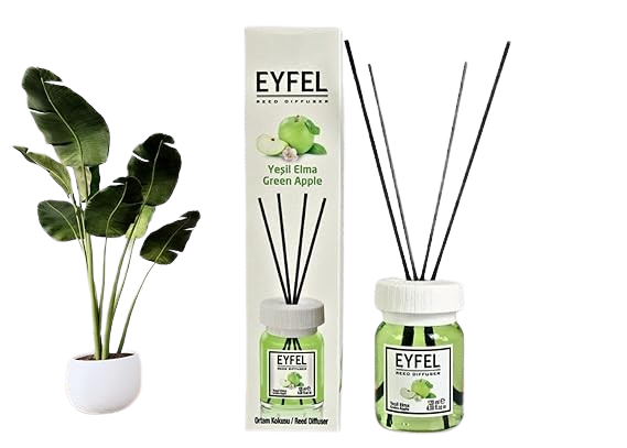 Eyfel Reed Diffuser Air Freshener with Green Apple Fragrance, 120ml