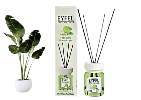 Eyfel Reed Diffuser Air Freshener with Green Apple Fragrance, 120ml
