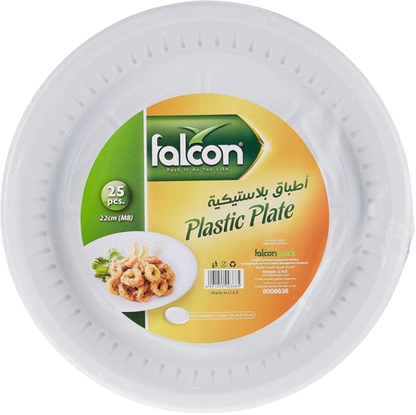 Falcon Plastic Plate - 22cm, 25Pieces