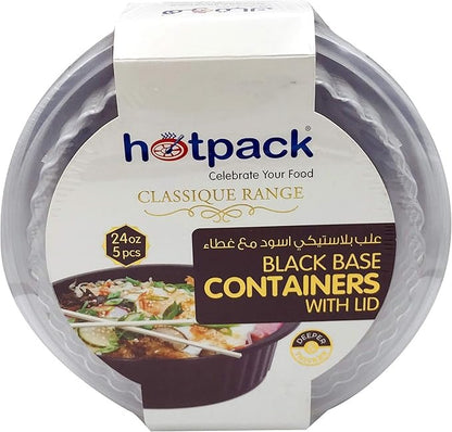 Fijipack Black RO24 Microwavable Containers with Lids, 5 Pieces