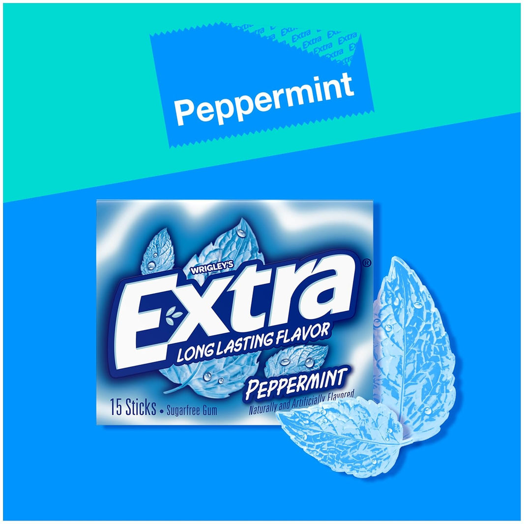 Extra Gum Peppermint Sugar Free Chewing Gum 10 Pellets, 14g