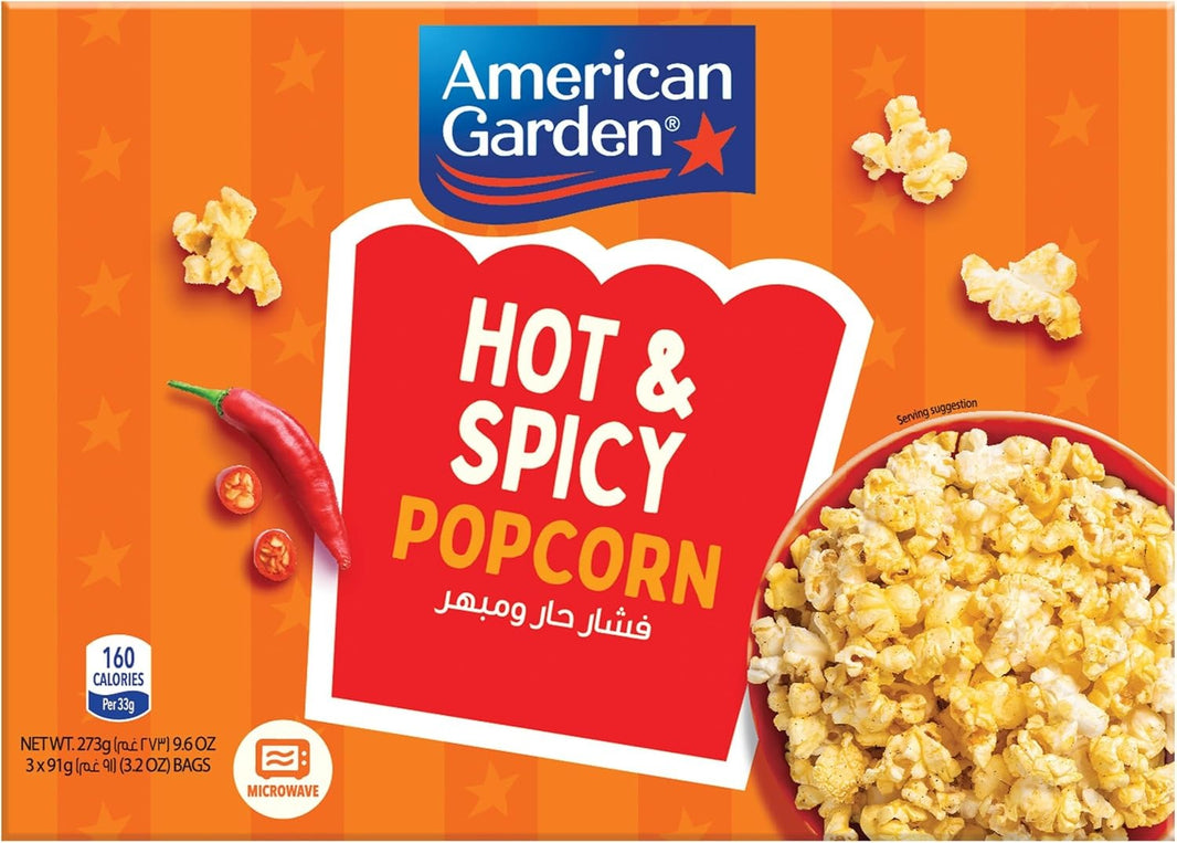 American Garden Microwave Hot N Spicy Popcorn, 273g