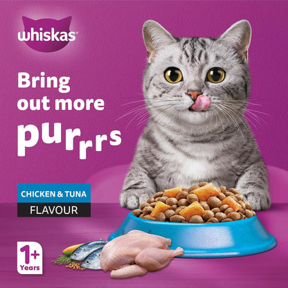 Whiskas Chicken & Tuna Hairball Control Dry Cat Food Bag, 1.1kg