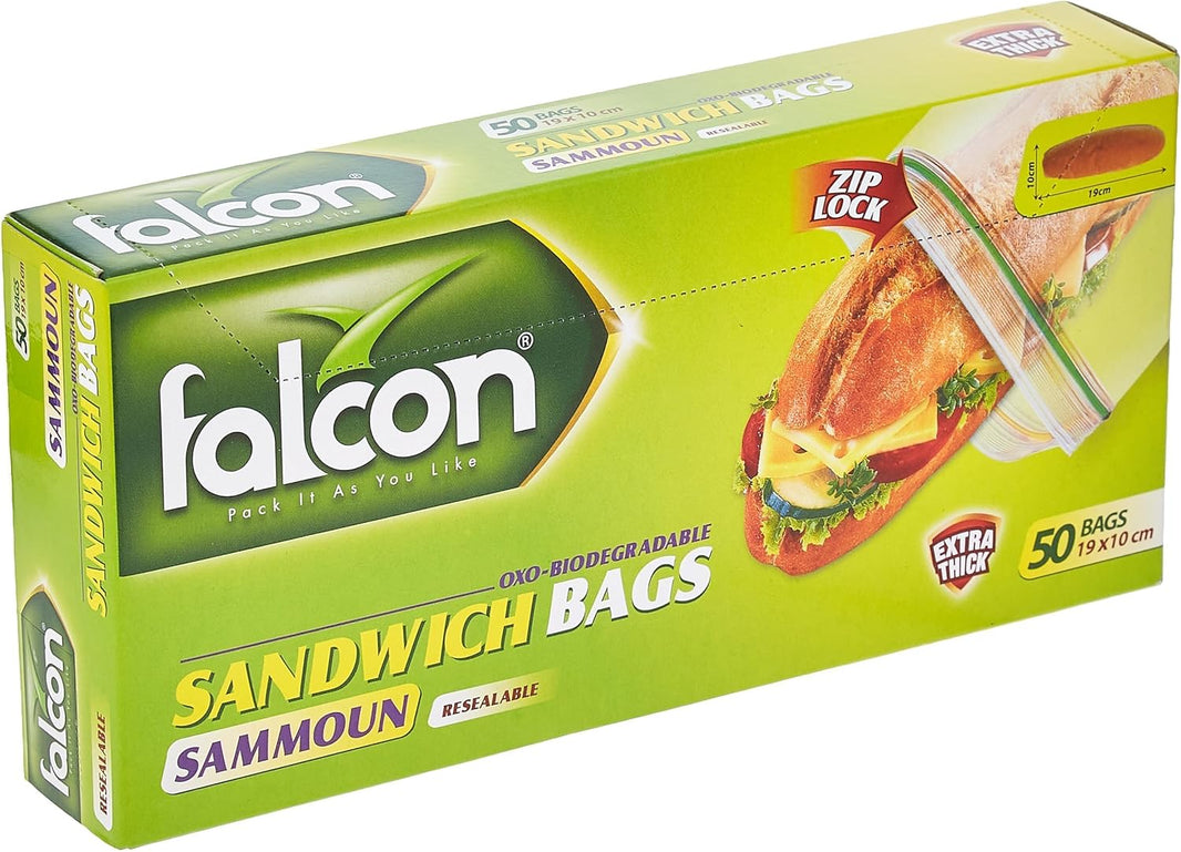 Falcon 50-Piece Sammoun Resealable Sandwich Bags