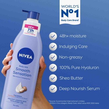 NIVEA Smoothing 48H Body Lotion with Deep Moisture Serum & Shea Butter for Dry Skin, 400ml