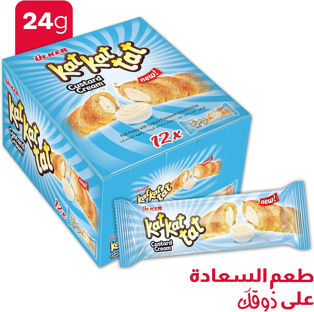 Ulker Kat Kat Tat Puff Pastry with Custard Cream, 12x24g