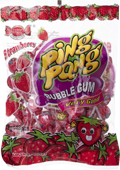 Ping Pong Strawberry Bubble Gum 48X18gm