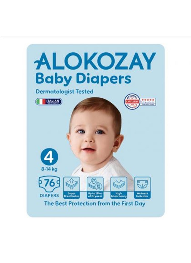 Alokozay Baby Diapers, Size 4, 76 Pieces 2 - 3 Years