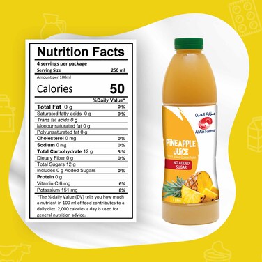 Al Ain No Added Sugar Pineapple Juice, 1L