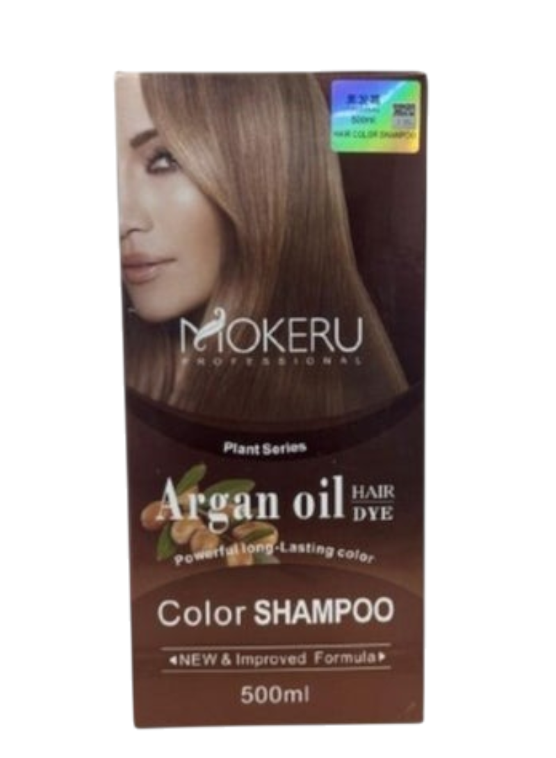 Mokeru Argan Hair Color Shampoo - 2.0 Natural Black, 500ml