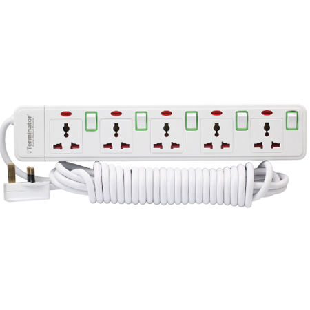 Terminator 13 Amp 5 Way Uni Extension with Switch - TPB 415N, 3m