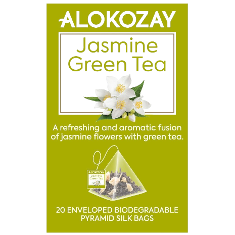 Alokozay Green Jasmine Pyramid Tea Bag, 20 Pieces, 50g