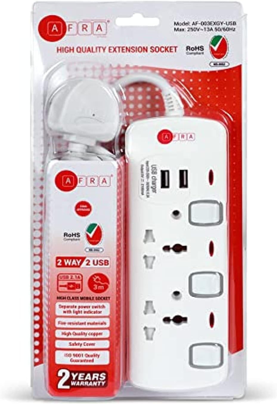 AFRA EXTENSION SOCKET 3WAY 5Mtr AF-003EXRD