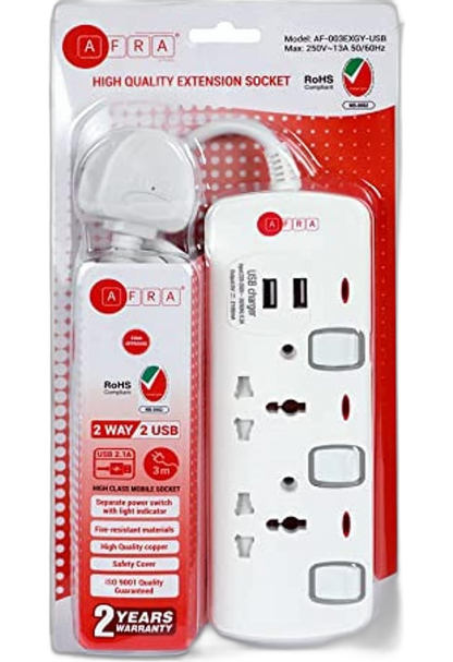 AFRA EXTENSION SOCKET 3WAY 5Mtr AF-003EXRD